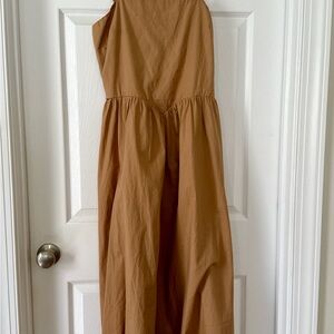 Jopna Tan Smocked Cotton Dress